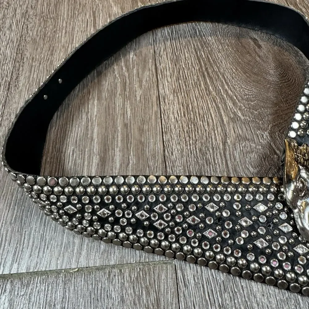 Women’s Vintage 80's belt KIPPY’S EAGLE Rhinestones Runway 1980’S Medium